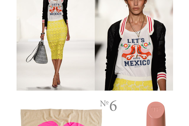 let's all go to mexico shirt by rebecca minkoff and yellow skirt