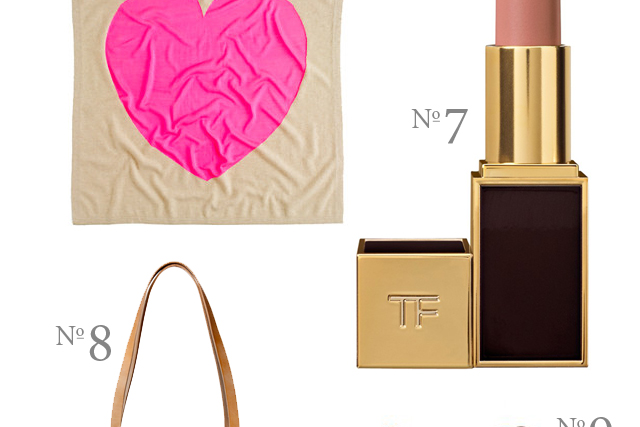 cashmere heart blanket from j.crew and tom ford lipstick in nude color