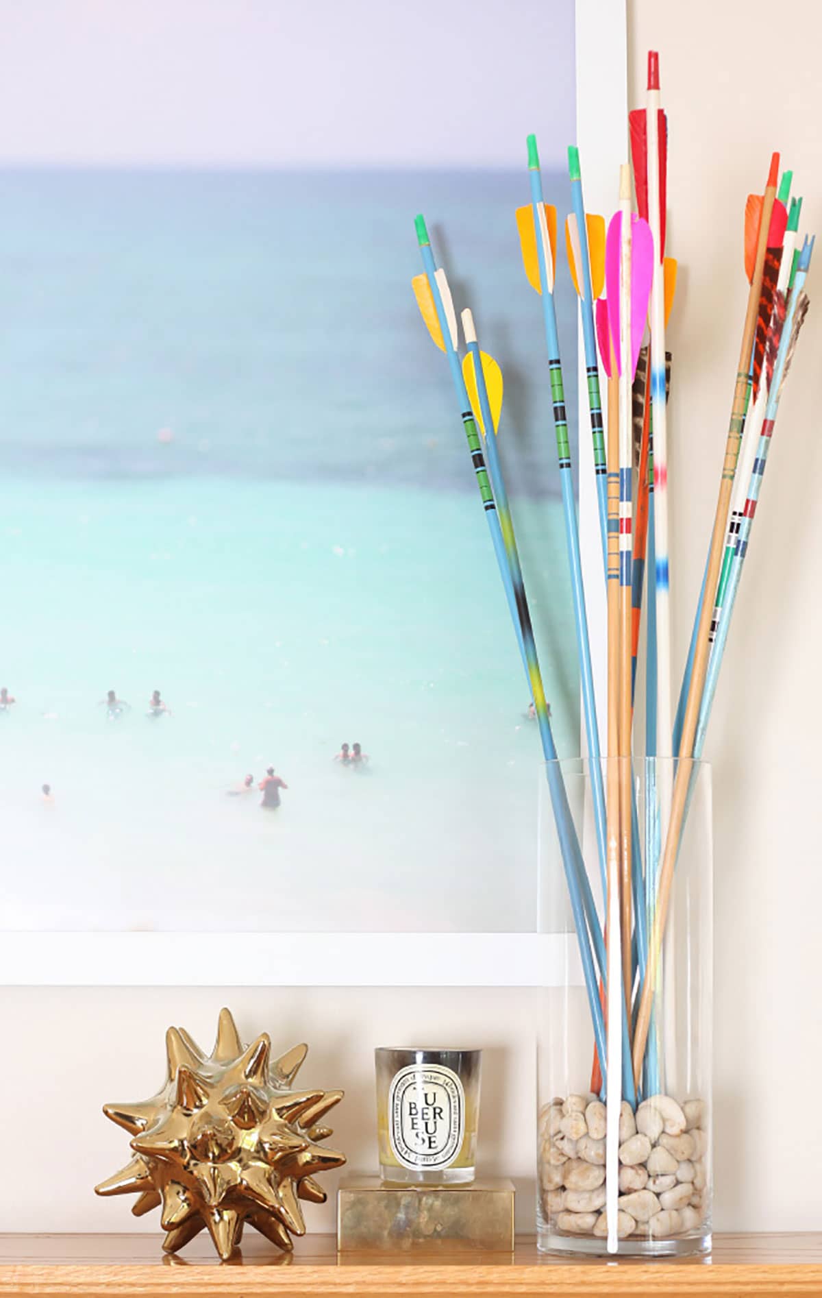 learning how to style my mantel - vintage wooden arrows