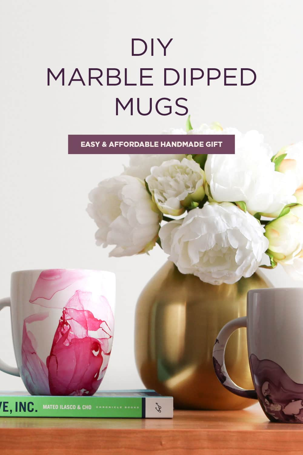 DIY Marbled Mugs an easy craft you can create at home. Transform a plain white mug into a colorful marble mug.