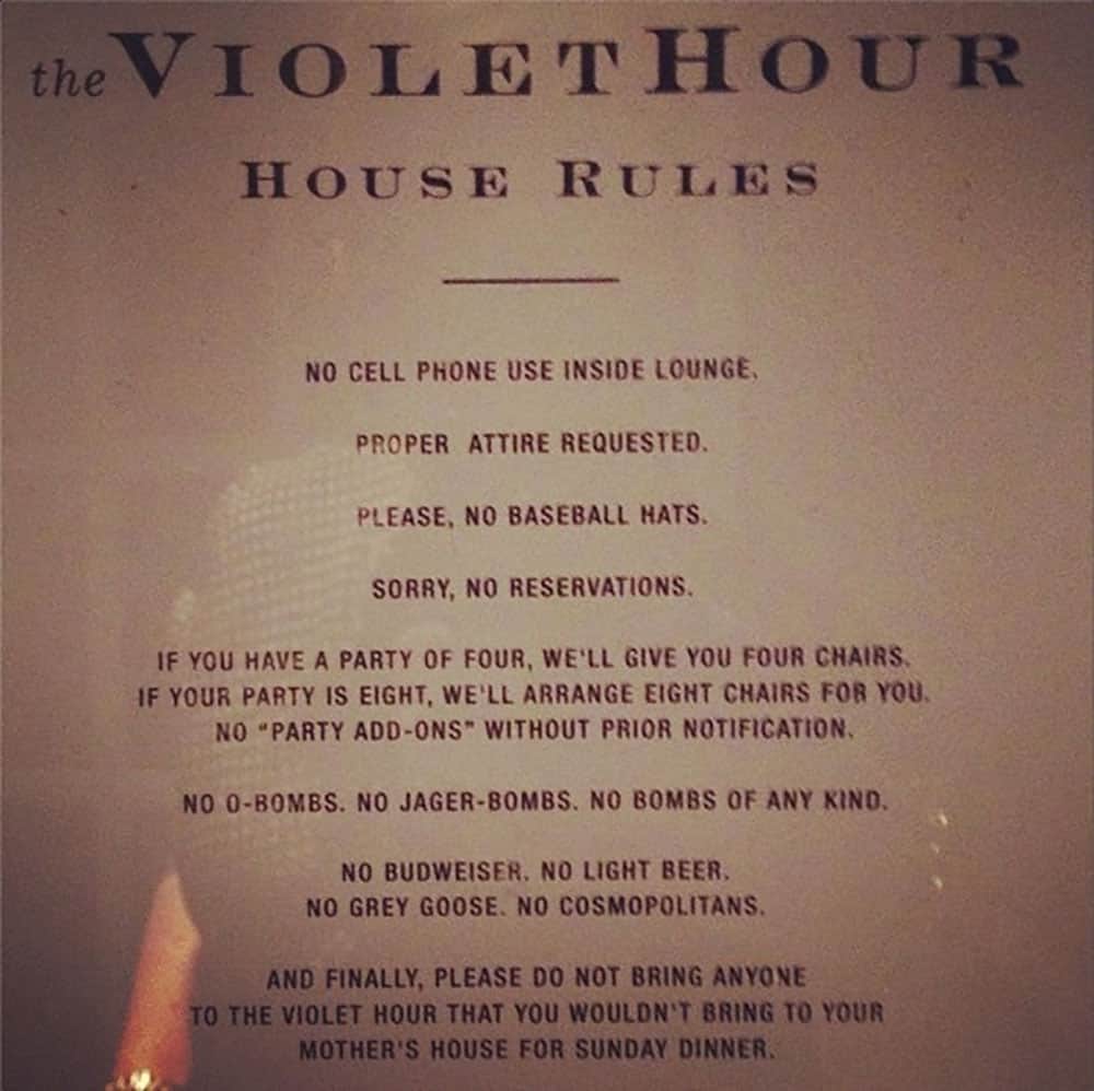 The Violet Hour in Chicago House Rules