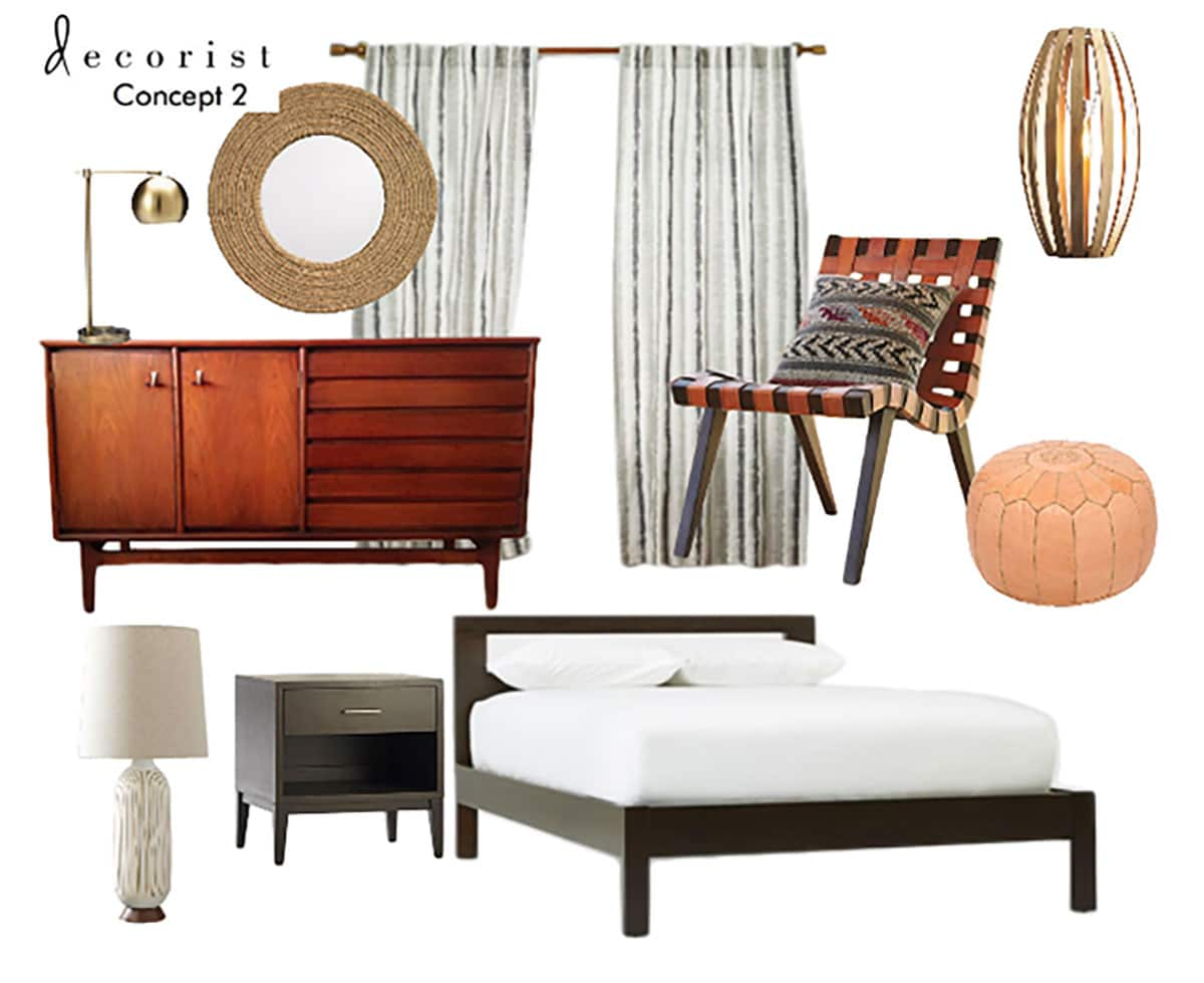 Mid-Century Modern bohemian inspired bedroom decor