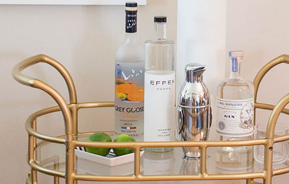 How To Style A Bar Cart - let's style this mid century modern bar cart with our favorite alcohol and a few fun pieces of decor