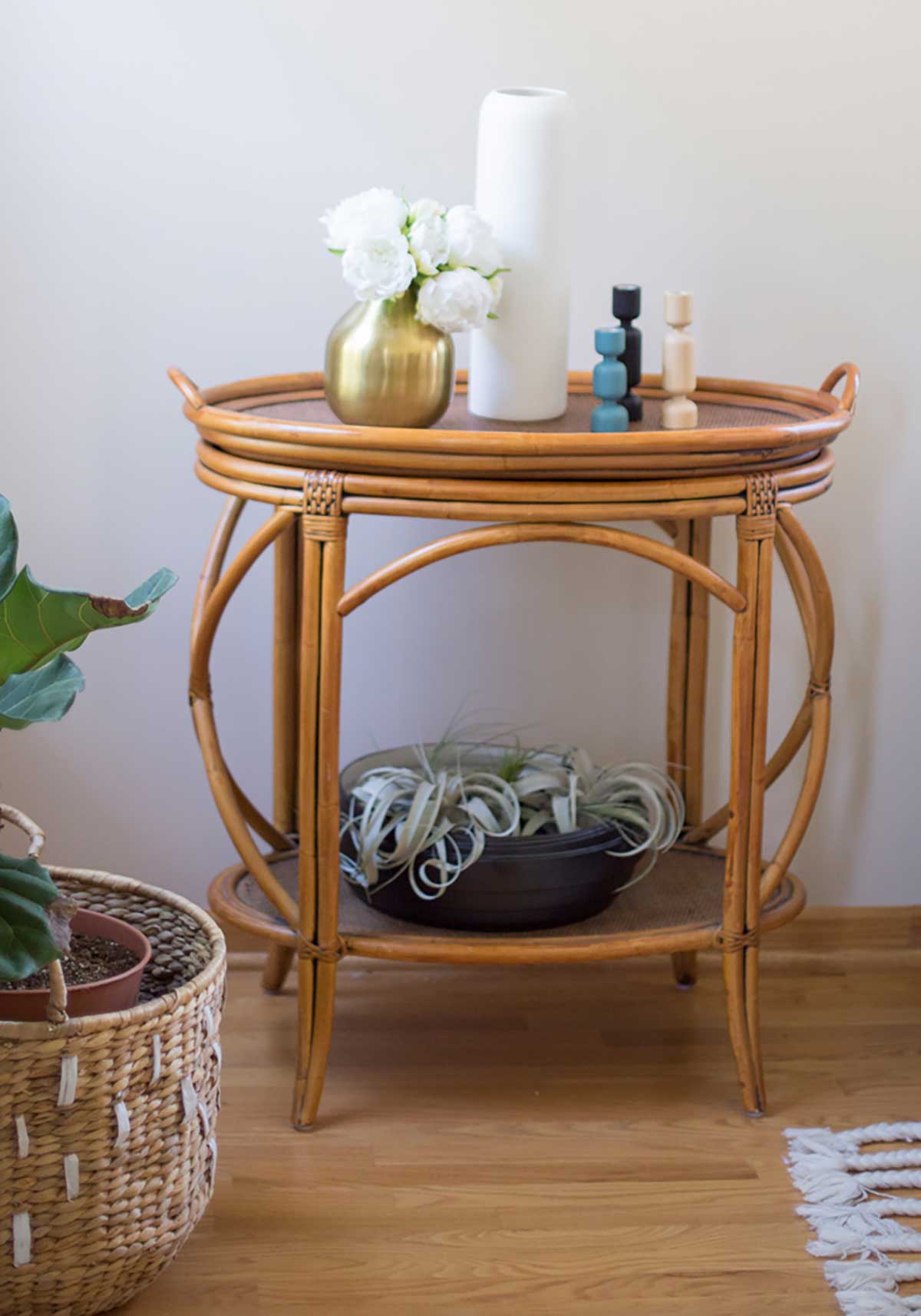 Styling a rattan bar cart with Unison home decor