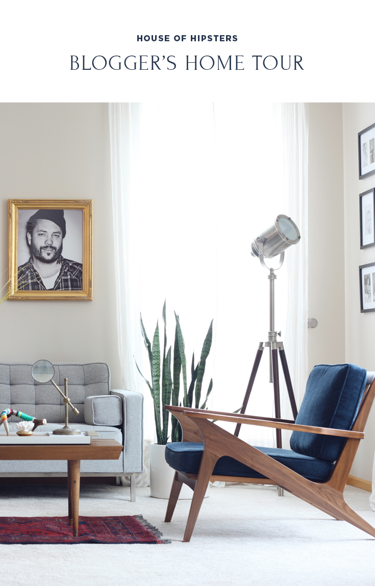 Blogger Home Tour /// House Of Hipsters /// Living Room with a Mid Century Modern and Bohemian style and look. Click thru to read more.