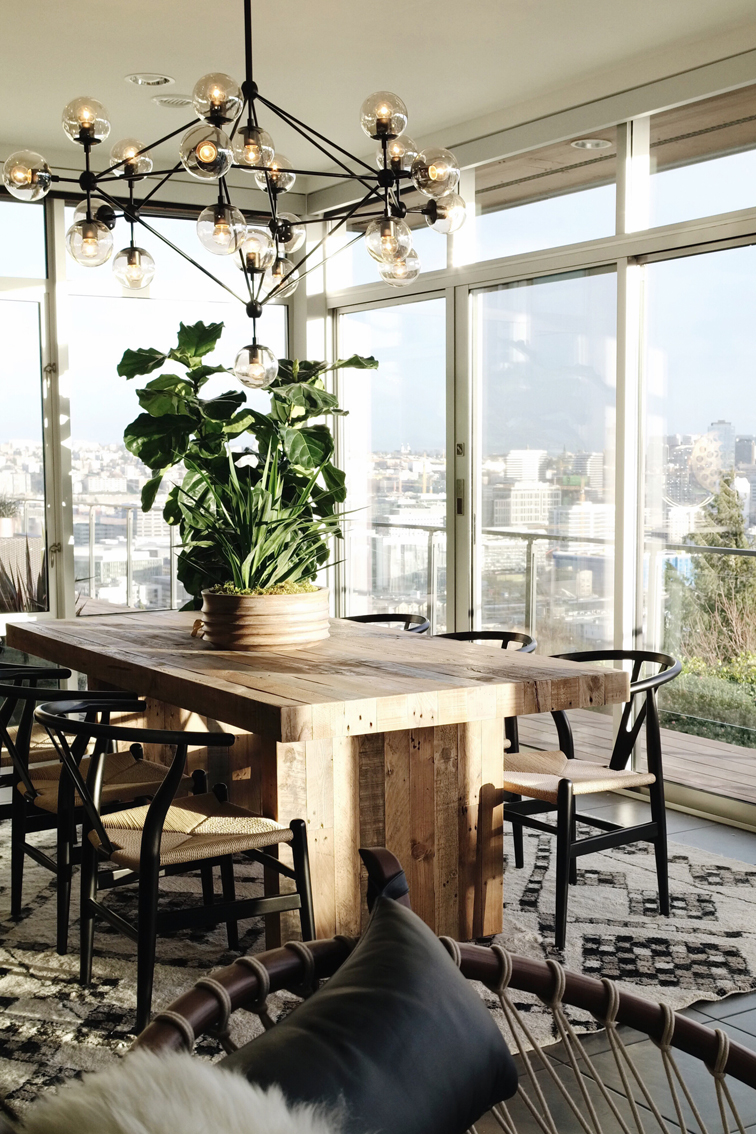 Kitchen with amazing orb globe pendant lighting with smoked glass. 