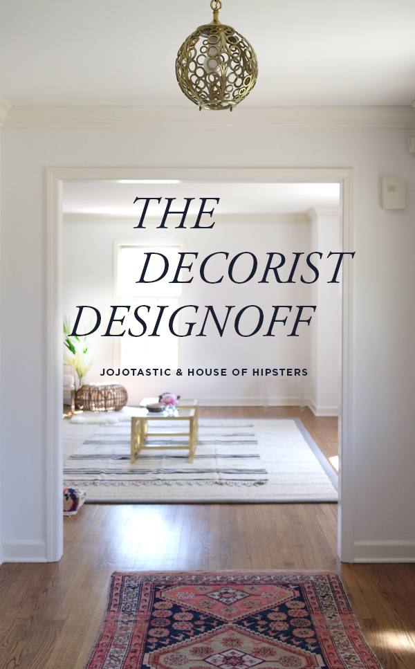 Decorist DesignOff with House Of Hipsters and Jojotastic. Living Room Virtual Interior Design. Makeover. Mid Century, Hollywood Regency Farmhouse Chic Boho style.