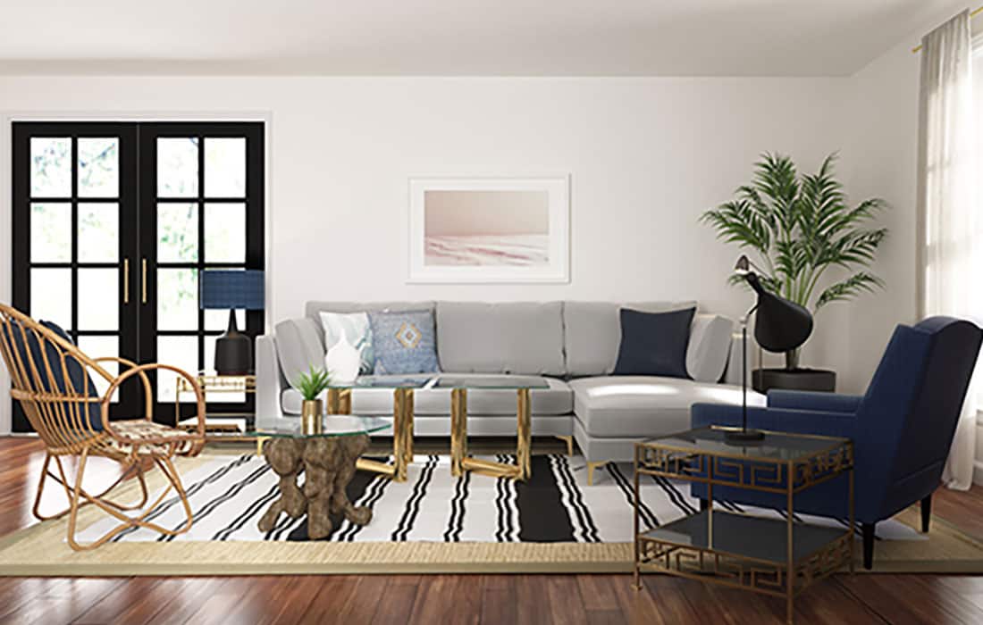 3D Rendering living room interior design mood boards
