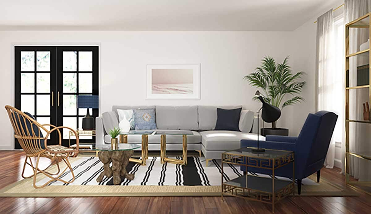 3D Rendering living room interior design mood boards