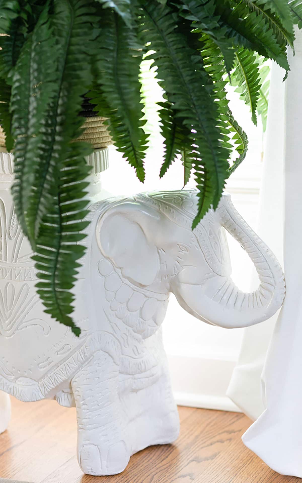 vintage elephant planters - Modern Boho Living Room Makeover