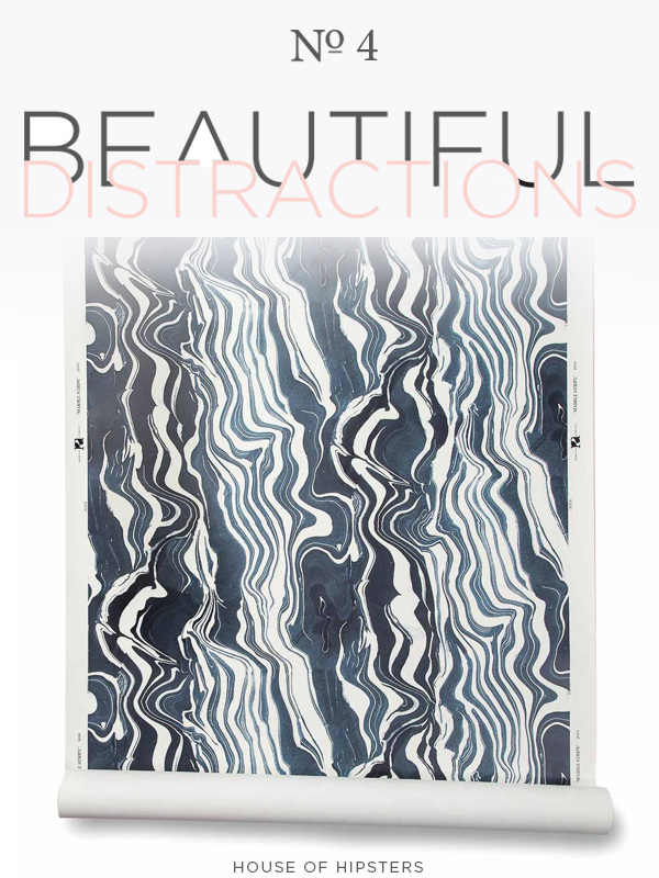 Beautiful Distractions No. 4 - Rebecca Atwood Navy Marble Wallpaper