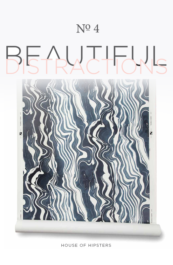 Beautiful Distractions No. 4 - Rebecca Atwood Navy Marble Wallpaper