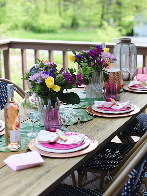 Outdoor Entertaining in the Neighborhood - Loving the pop of pink and green #Pier1BlockParty #pier1love
