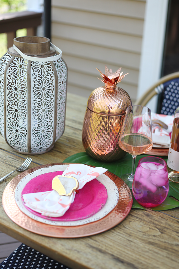 Outdoor Entertaining in the Neighborhood - Cute Pineapple ice bucket and lantern #Pier1BlockParty #pier1love