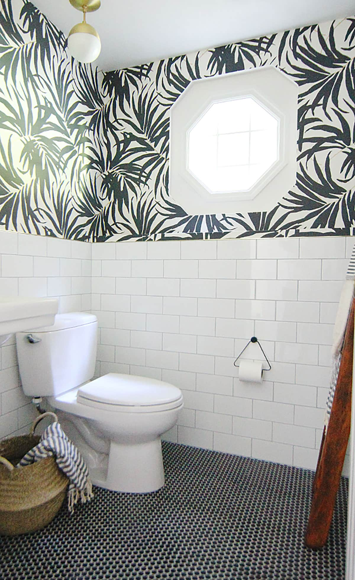 Bathroom black and white tiles effect wallpaper  TenStickers