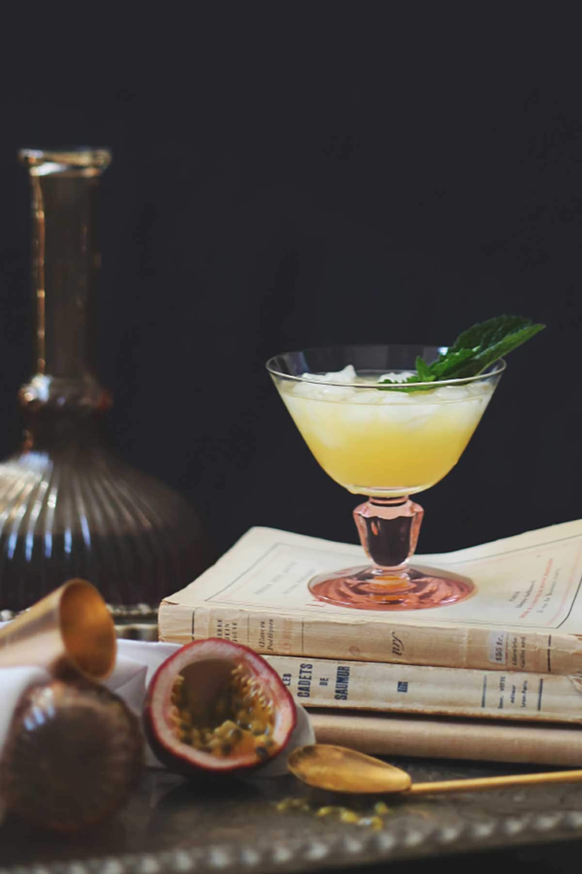 Passion Fruit Cocktail With Lillet Blanc and Champagne Float