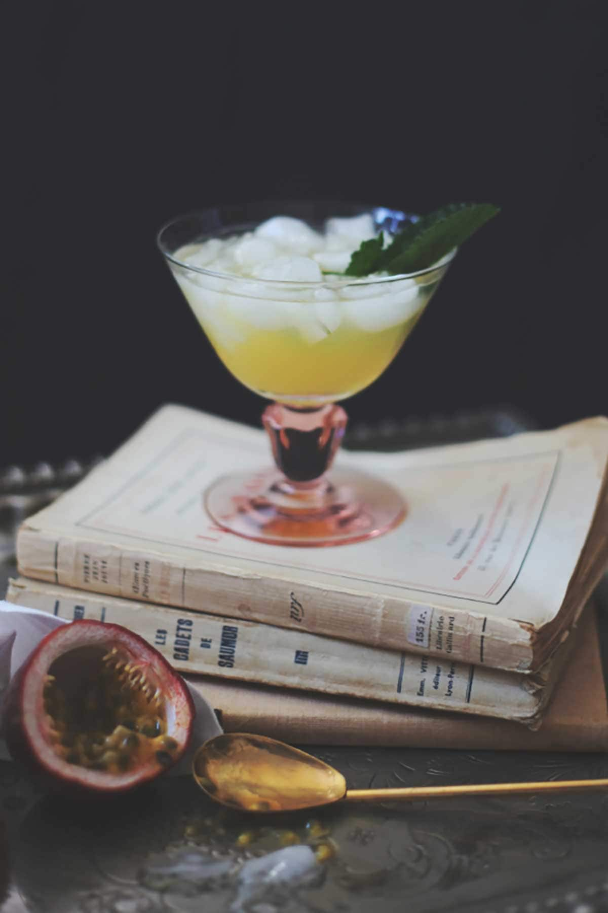 Passion Fruit Cocktail With Lillet Blanc and Champagne Float