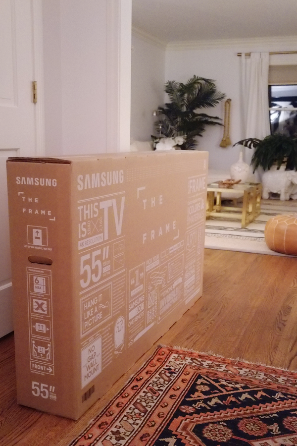 The Frame TV by Samsung in the box