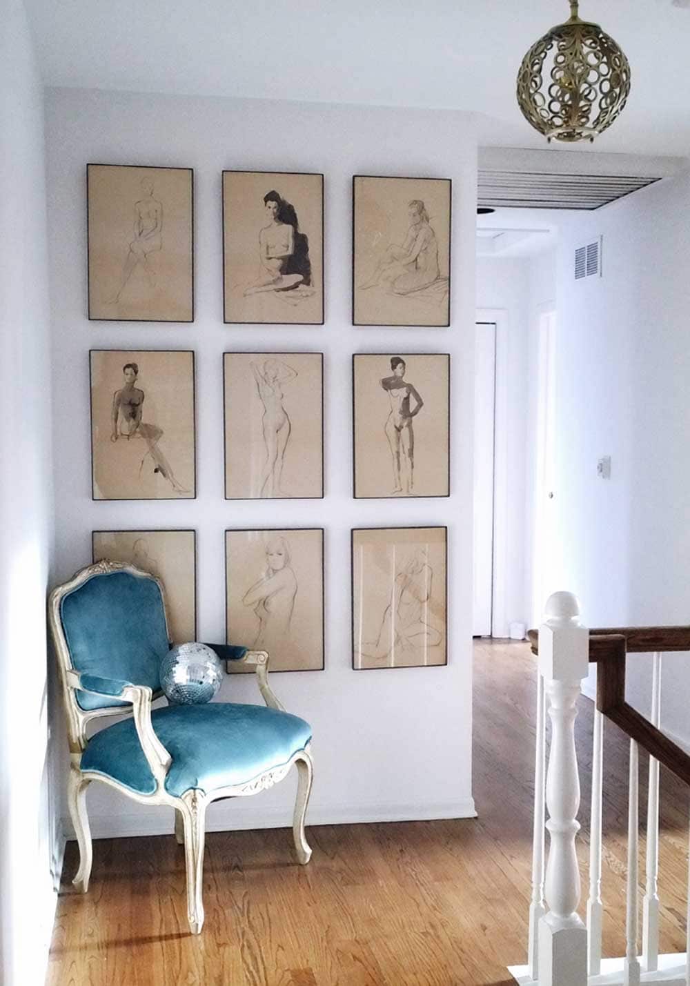 Find Original Affordable Art at an estate sale. These nude charcoal sketches were tucked away in a cabinet at an estate sale - definitely a secret source to find affordable original art