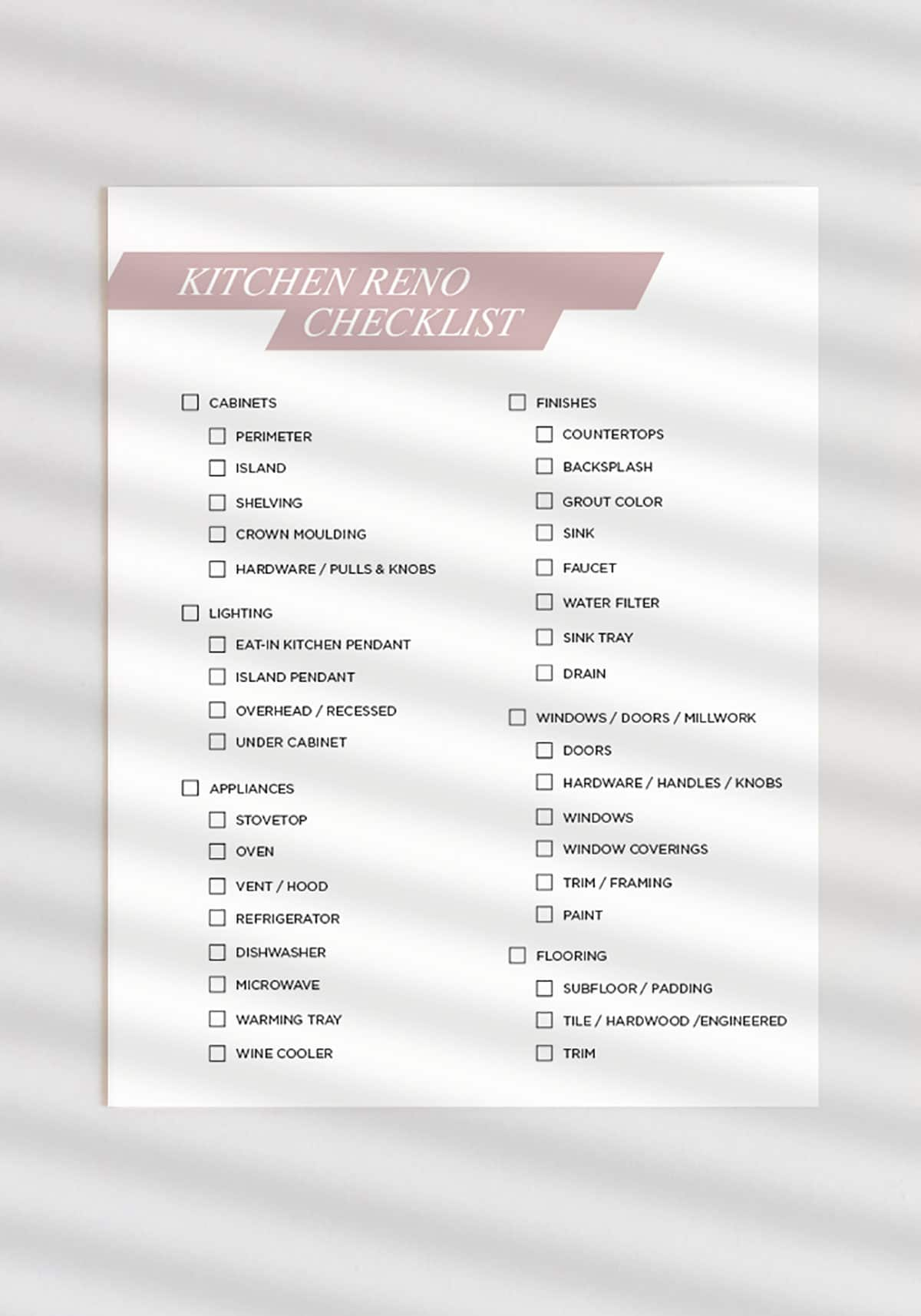 Printable Home Renovation Checklist Template Free