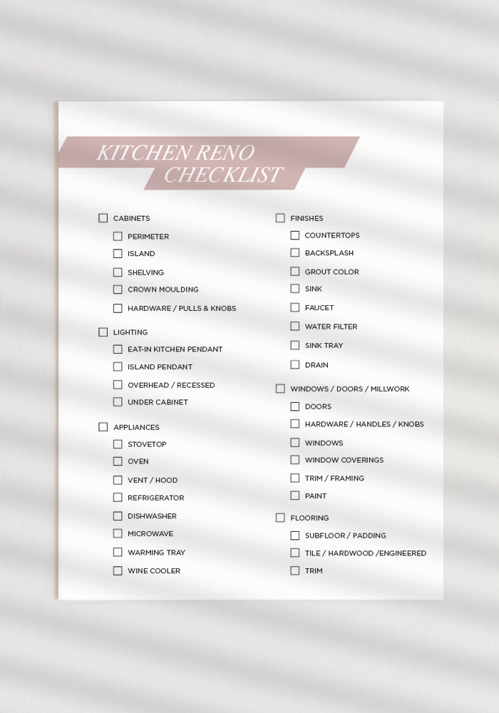 Free Renovation Budget Checklist Download Kitchen List 