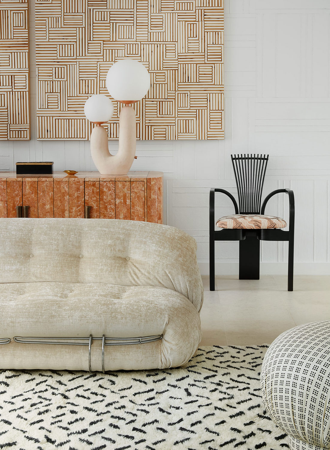Modern meets 80s home decor. Living Room. Live fearlessly with your home decor.