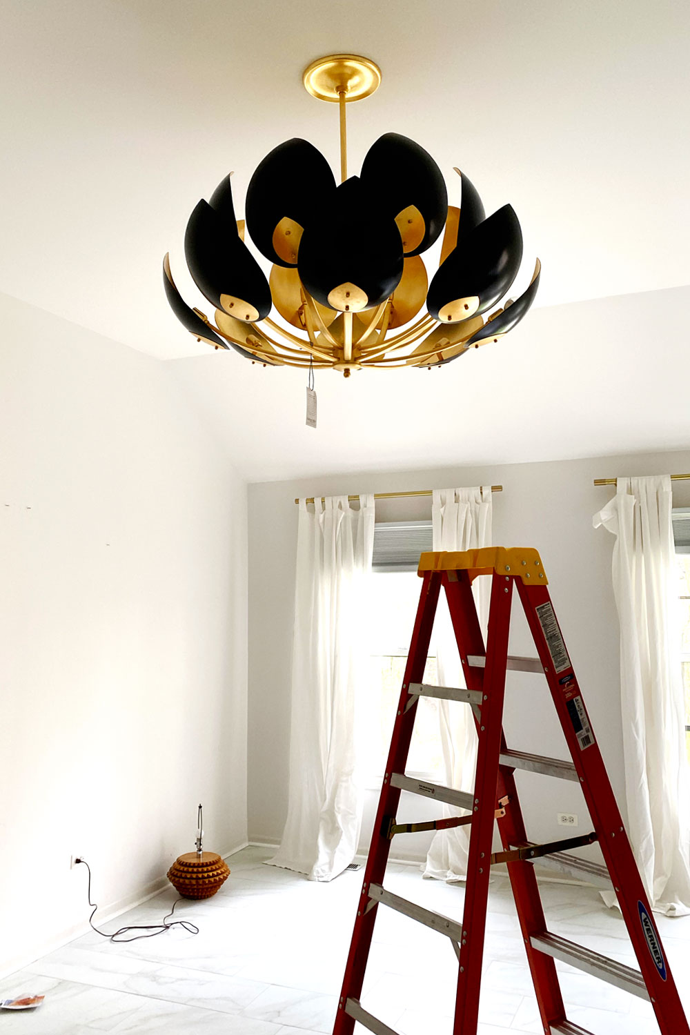 Hudson Valley Lighting Lotus chandelier installation