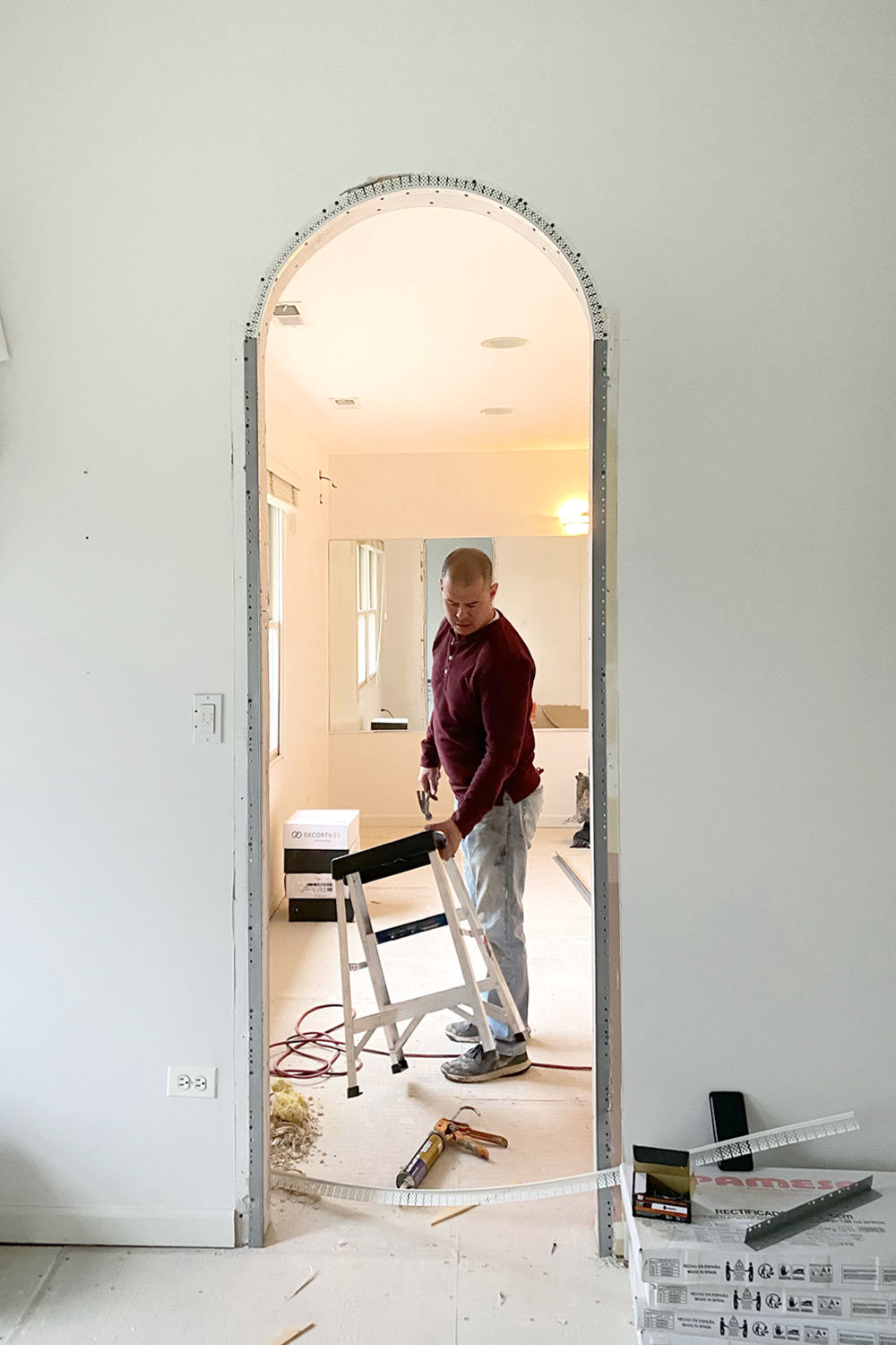 One Room Challenge DIY Home Decor creating the arched doorway