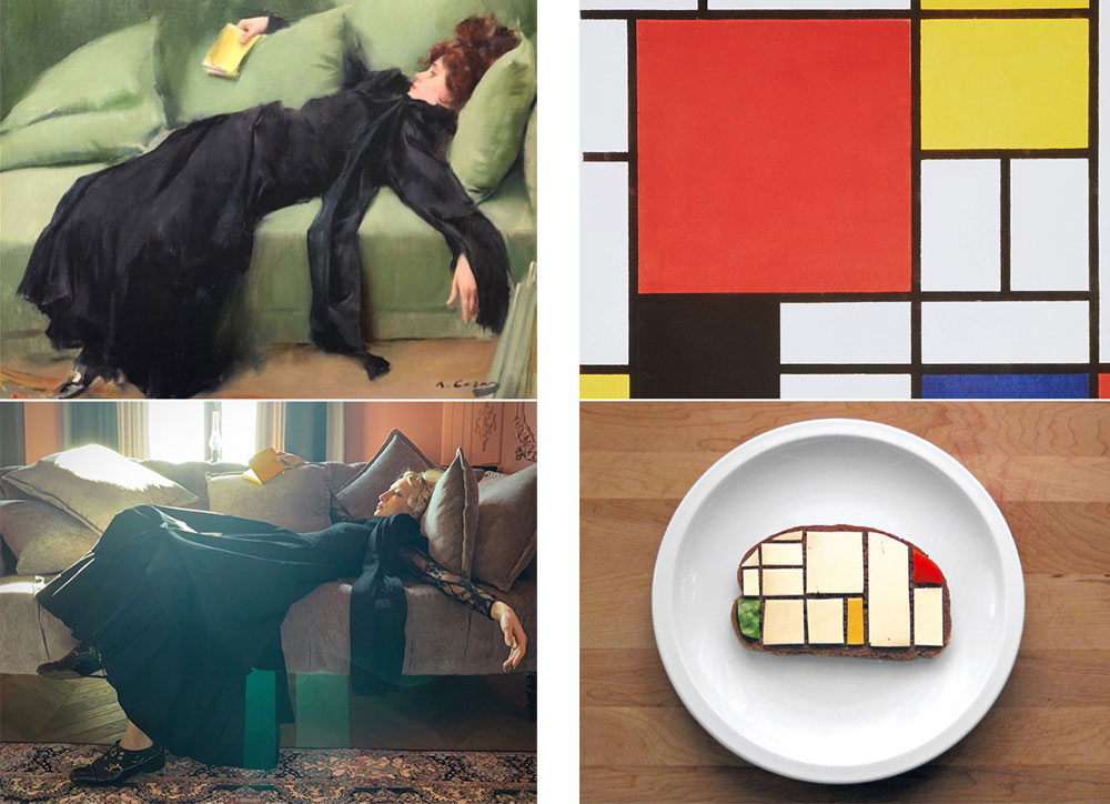 Recreate famous paintings using only items they had lying around the house