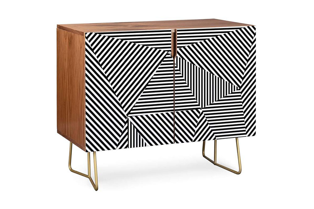 bold black and white graphic credenza