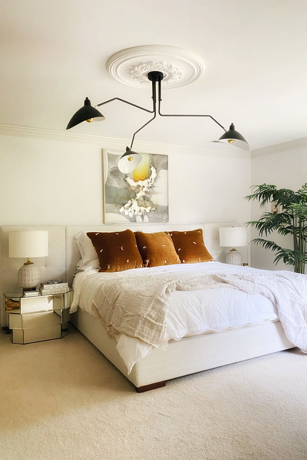 Modern Primary Bedroom with Ceiling Medallion