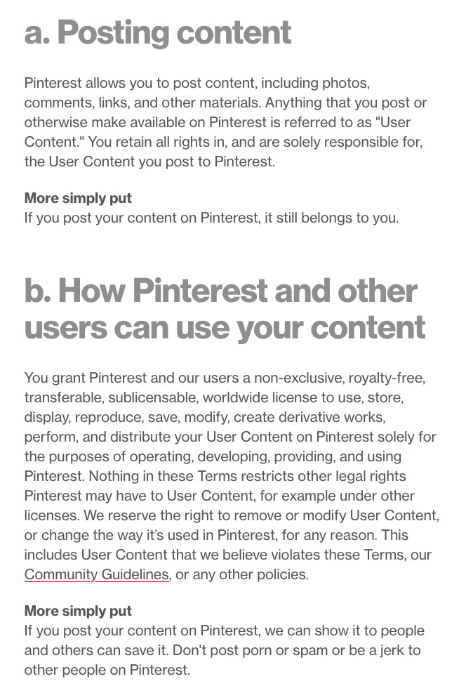 Pinterest Terms of Service