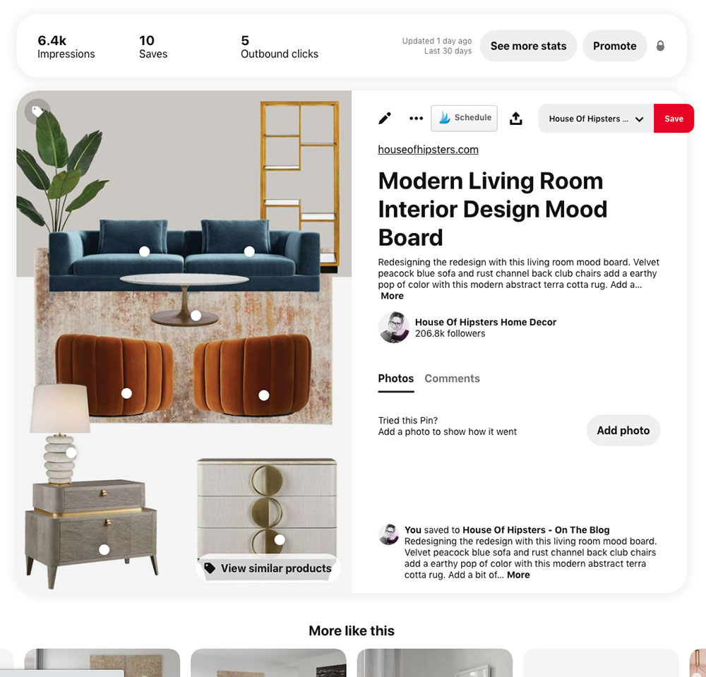 White dots on Pinterest Shopping Pins