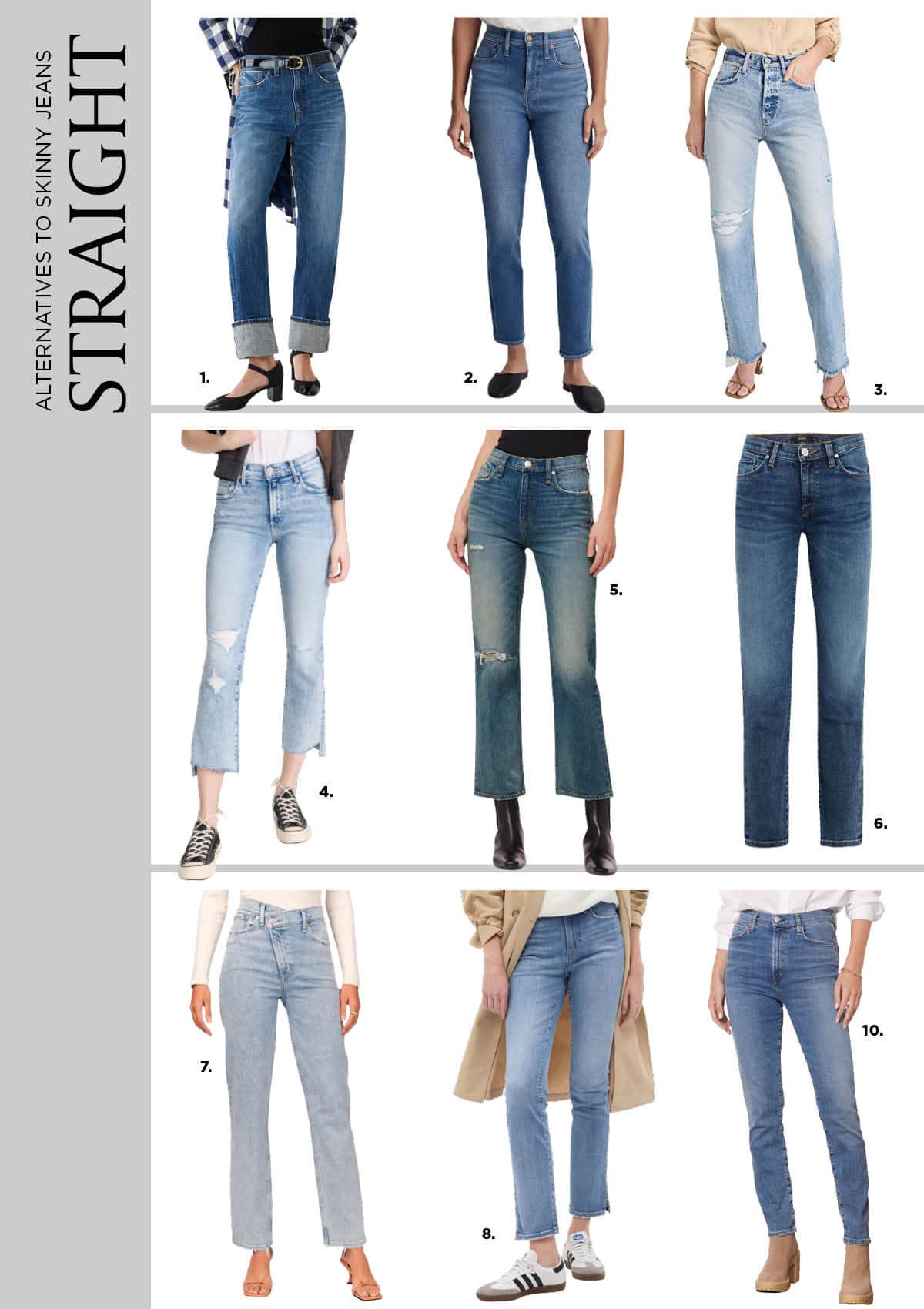 Skinny jeans alternatives. Skinny jeans are our but you still want a slim cut denim? Try the trending straight fit jeans. 