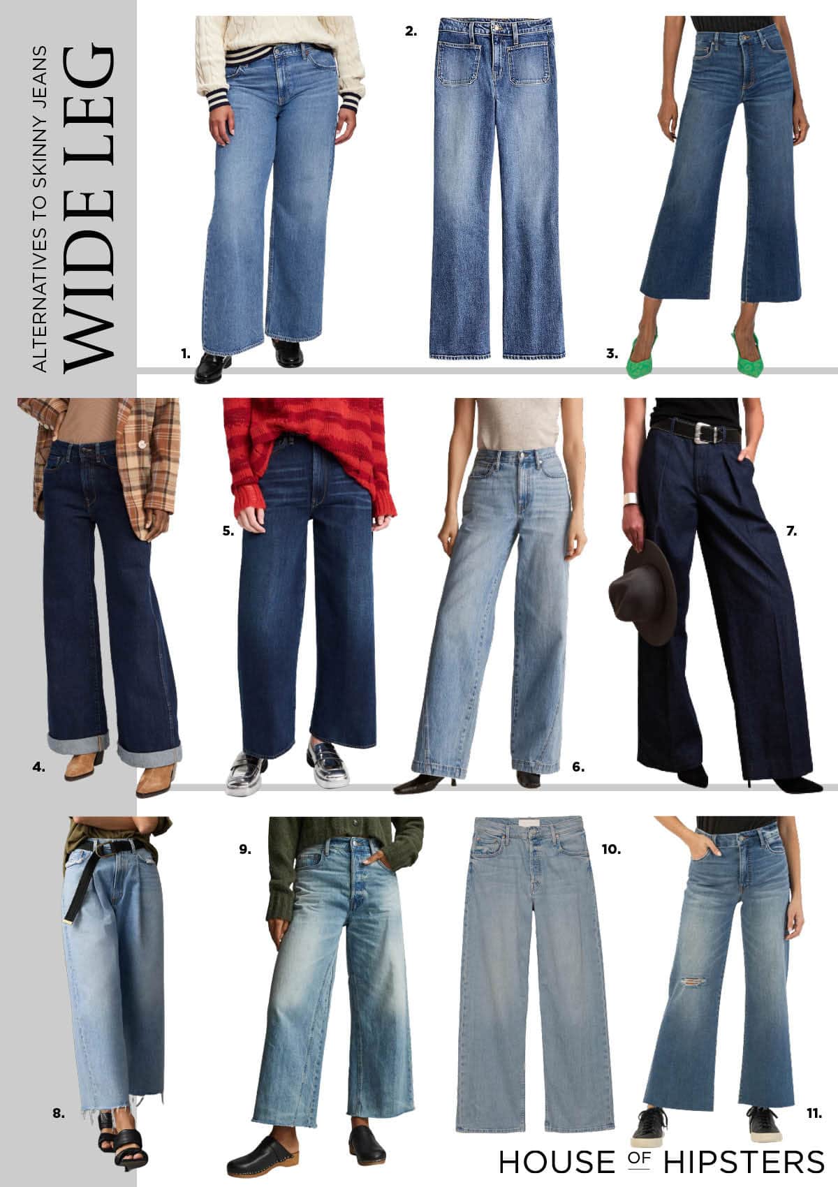 Skinny jeans are out of style. Here are wide leg jean alternatives.