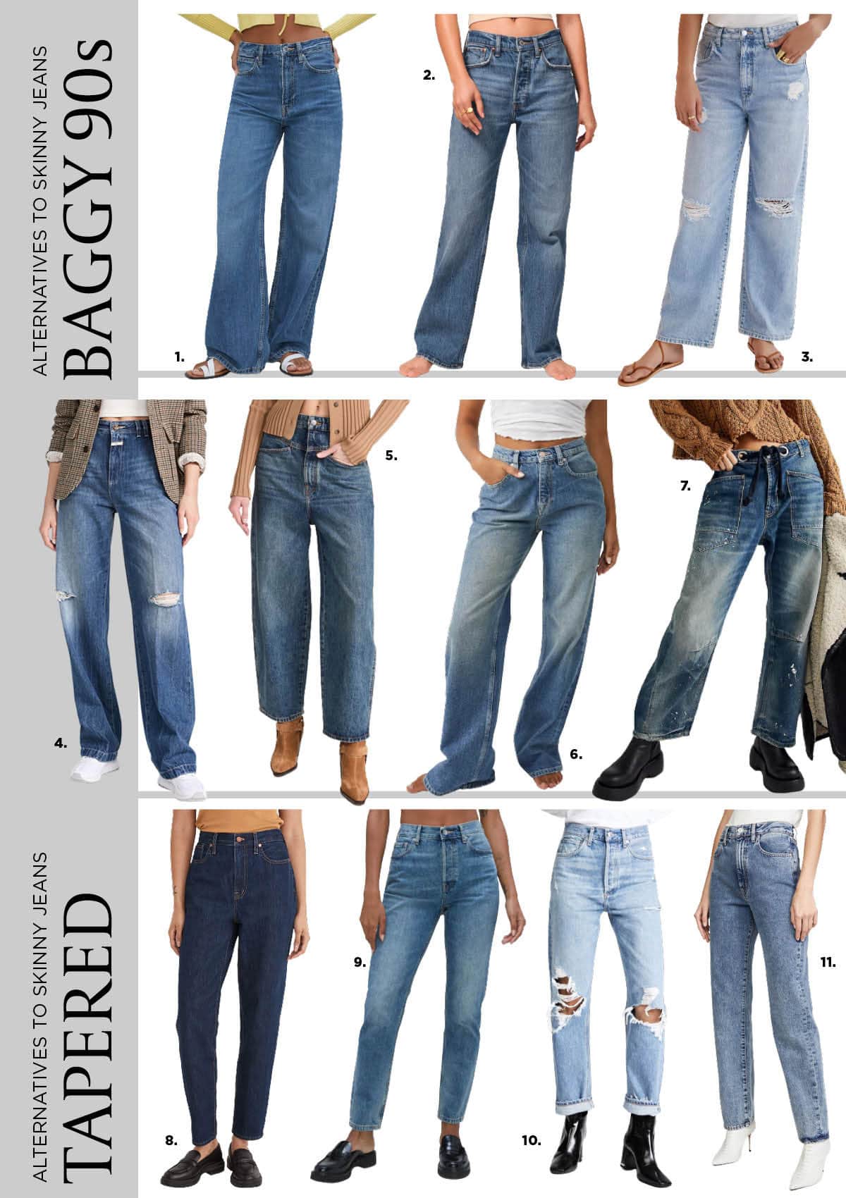 What to wear instead of skinny jeans? baggy 90s jeans and the latest trend tapered leg jeans