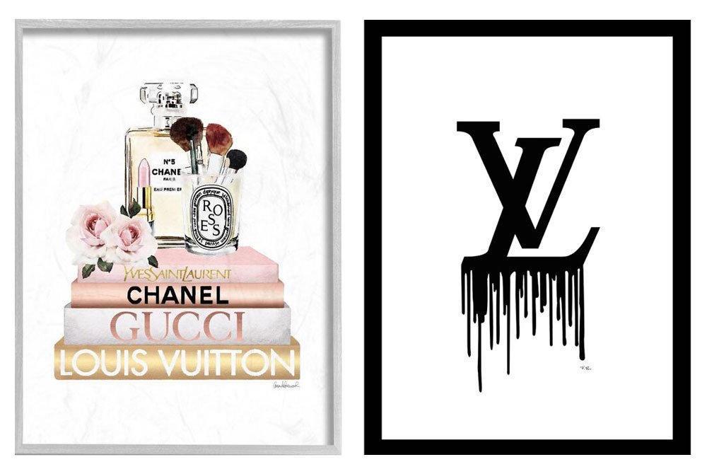Examples Of Cheugy Decor  - Louis Vuitton, Gucci, or Chanel Artwork and Wall Decals are cheugy