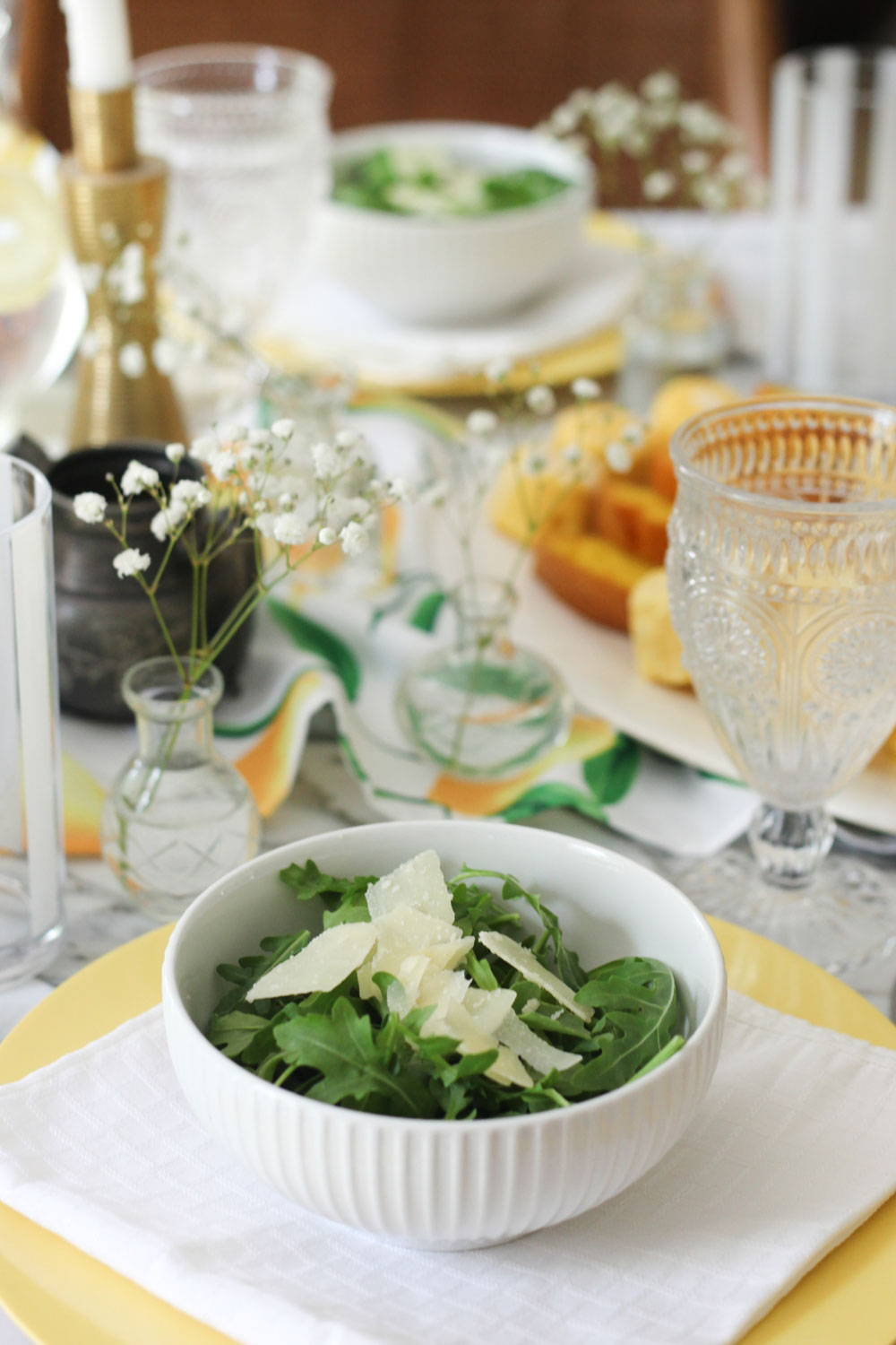 Summer Entertaining with a Citrus Theme - Arugula Salad with fresh lemon creme bread