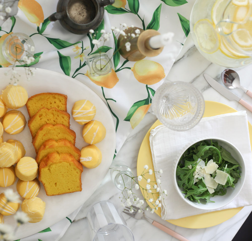 Summer Entertaining Tablescape with Lemon Table Runner