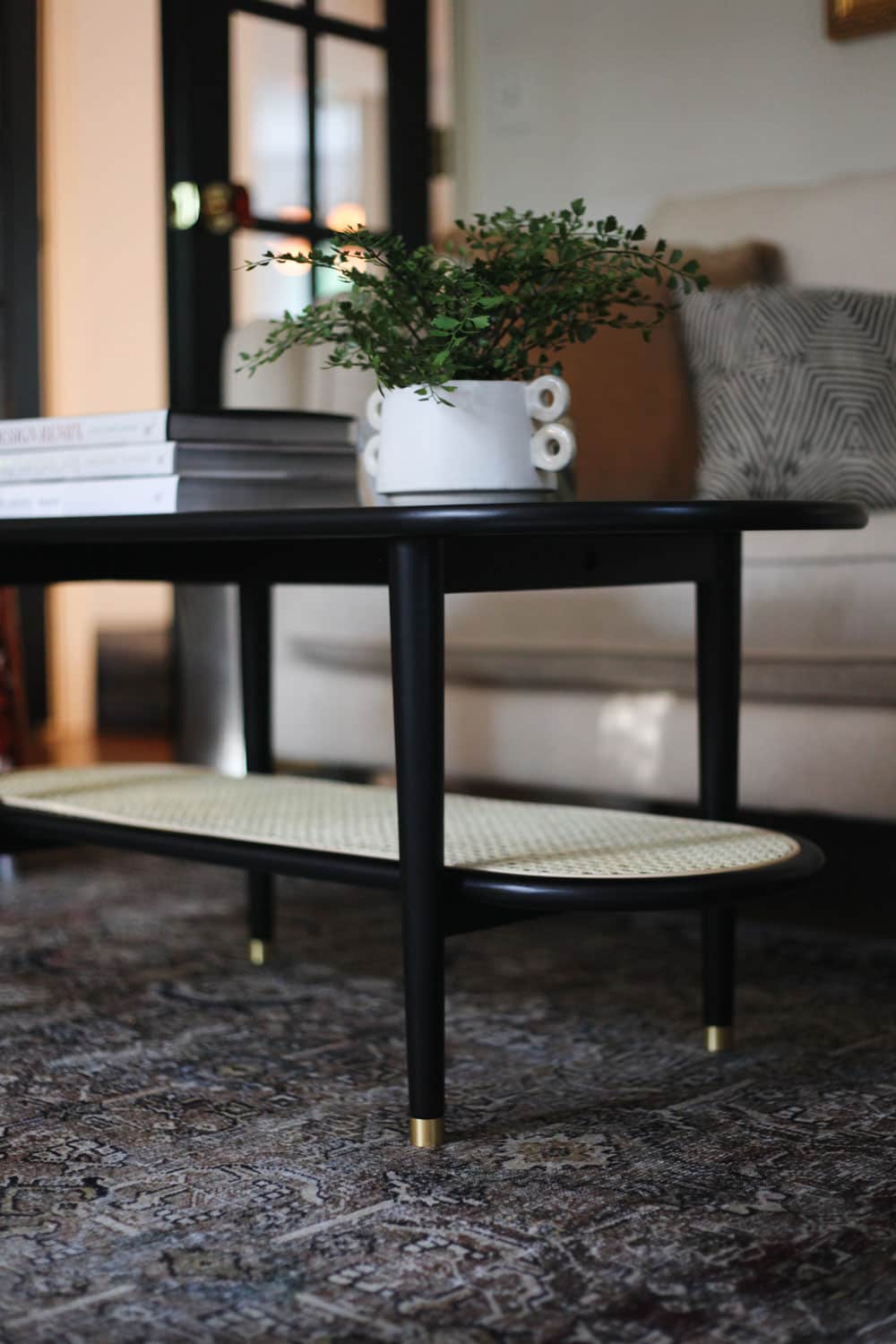 Home decoration ideas on a budget - This cane coffee table is an inexpensive purchase from Amazon