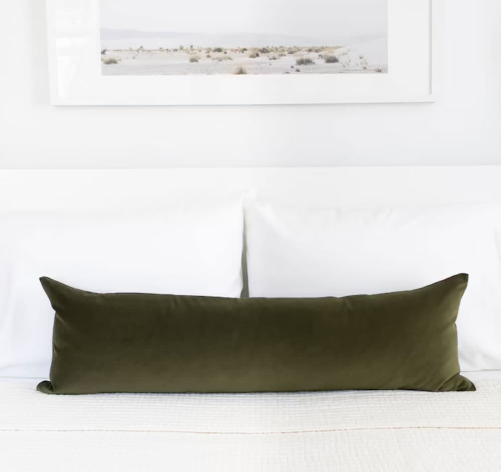 Olive green lumbar pillow