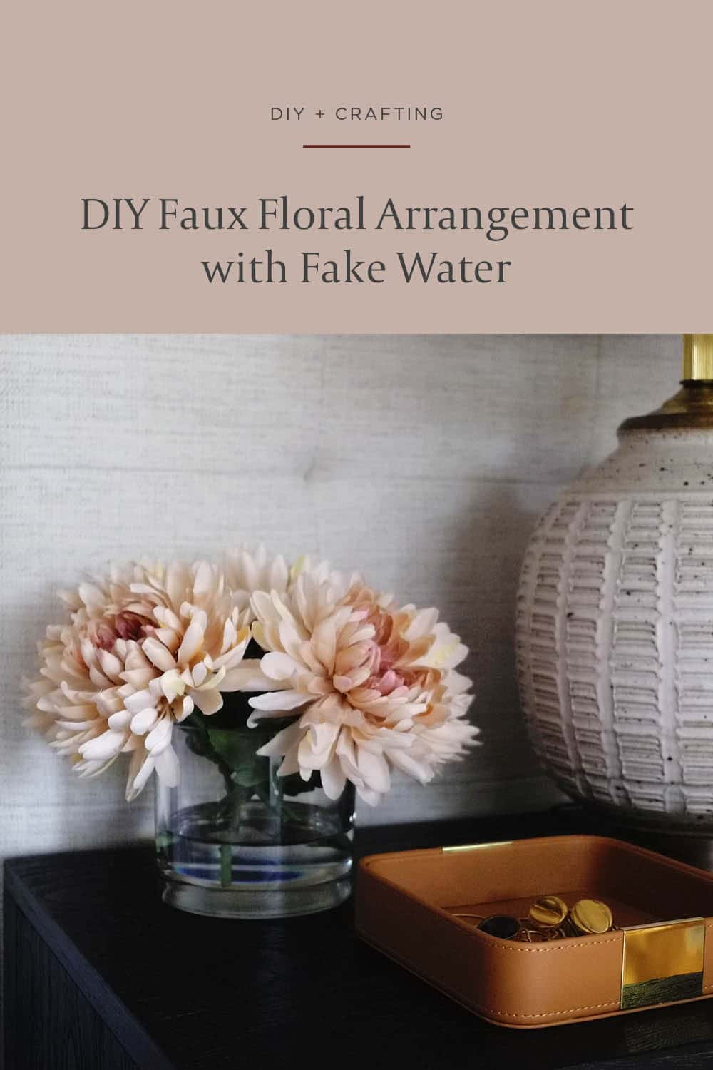 DIY Artificial Flower Arrangement in glass vase using resin that looks like water