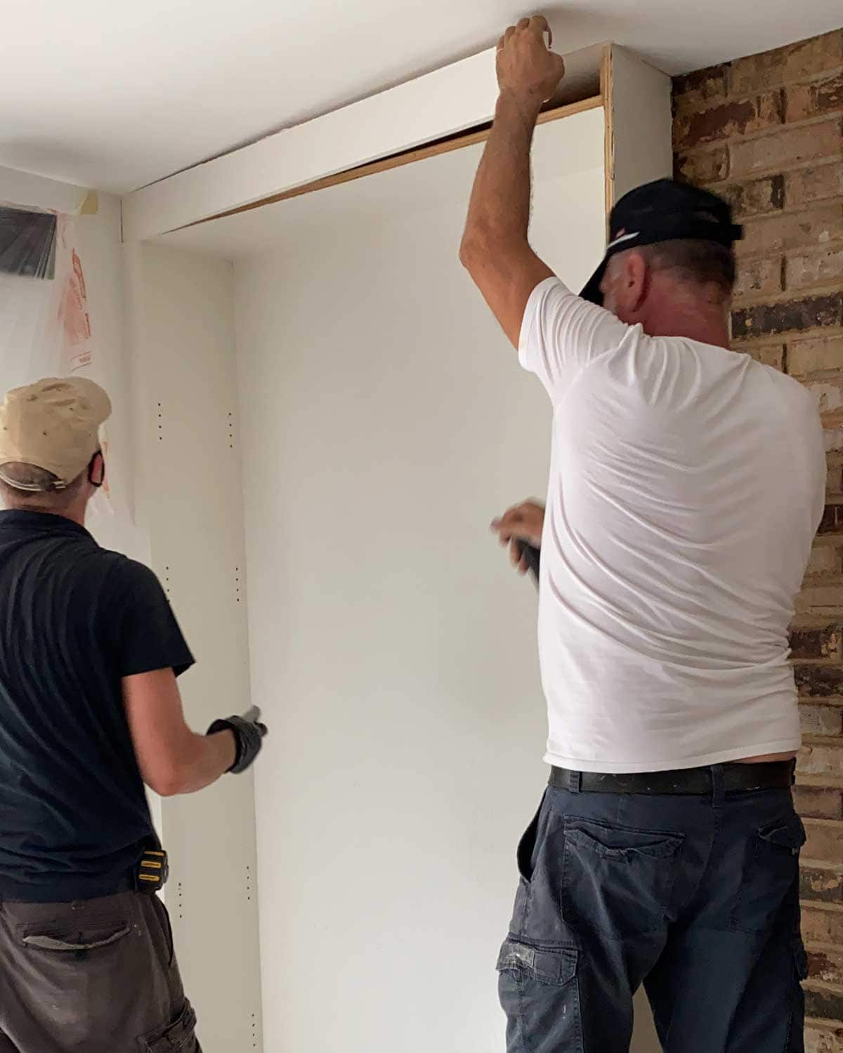 Demo of built-ins for living room makeover 