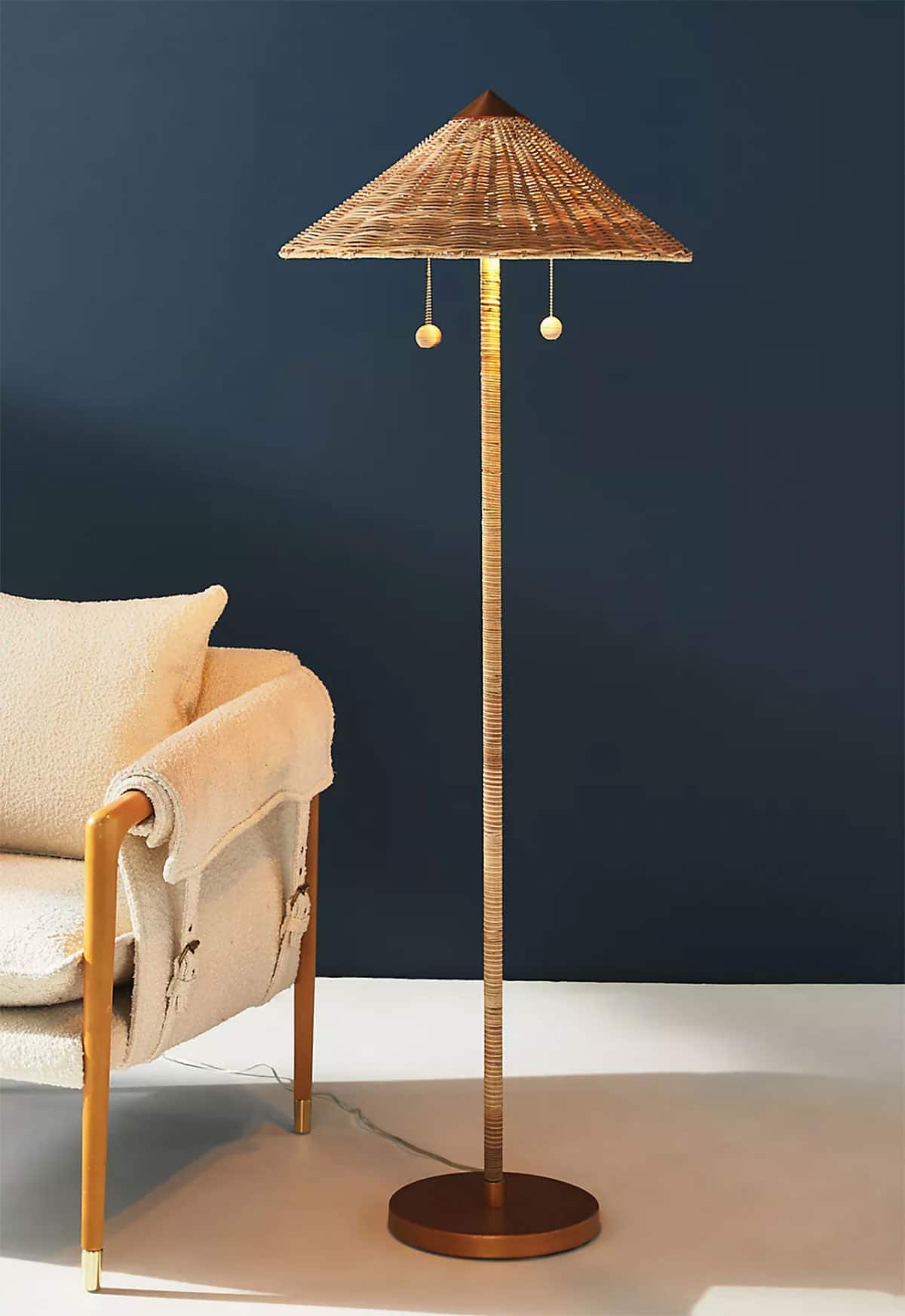 Rattan Lighting - rattan floor lamp and lampshade with cane wrapping
