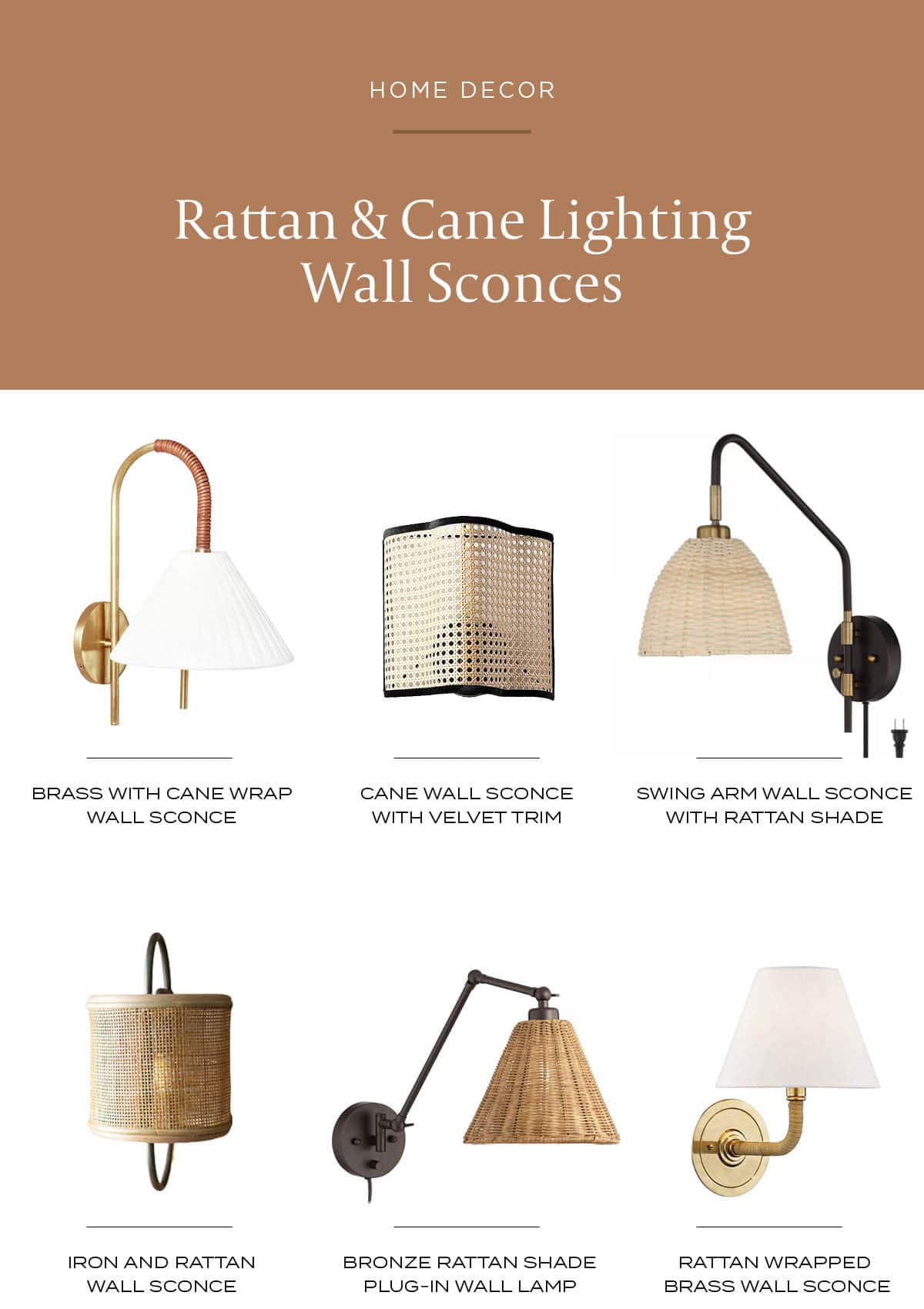 Cane and Rattan Lighting - Rattan Wall Sconce