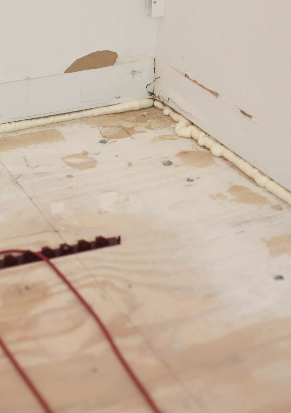 walk-in closet renovation - Prepping the floors for  the radiant heat from WarmlyYours. 