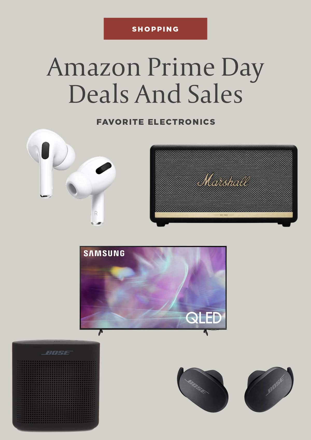 Amazon Prime Day deals - shop these favorite electronics like Apple noise canceling ear pods, bluetooth speaker, and the art tv every interior design loves to decorate with. 