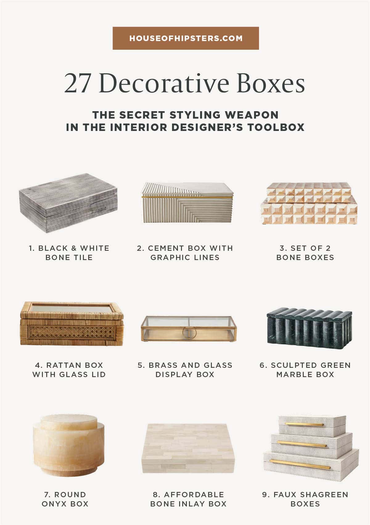 27 Beautiful Decorative Boxes - best decorative boxes with lids to elevate your coffee table decor or bookshelf. The box is the interior design's secret weapon.