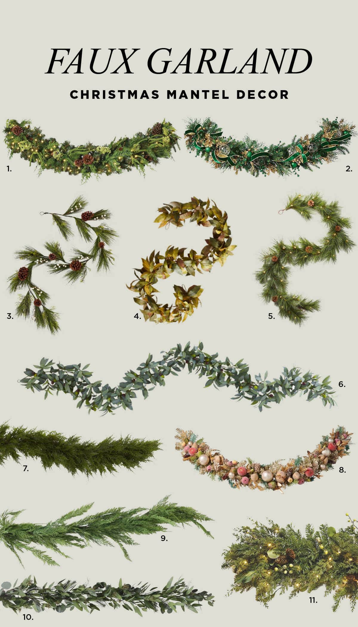 Stylish Faux Garland for Your Christmas Mantel Decor