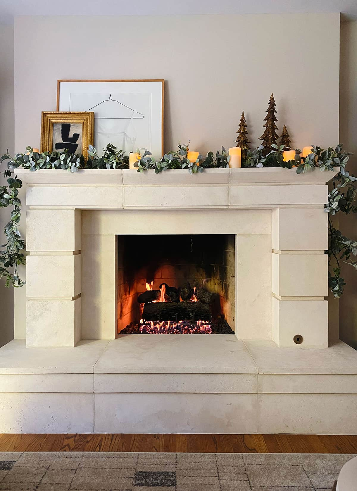 Wooden Fireplace Cover DIY and Christmas Mantel